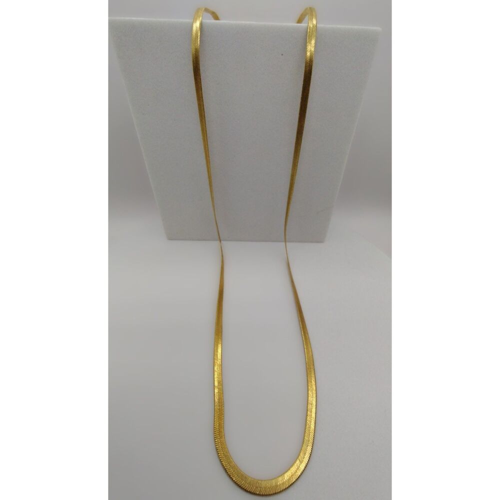 Vintage Necklace Designer Serpentine Gold Tone Chain with "M" Hang Tag